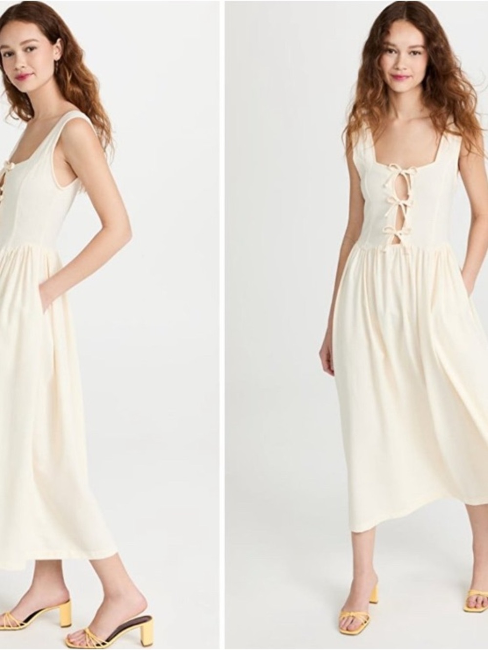 TACH Clothing Georgette Cream Corset Cutouts 
Midi Maxi Dress Large FLAW